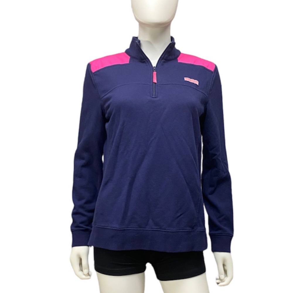 Vineyard Vines Canvas Shoulder Blue Shep 1/4 Zip [T5]